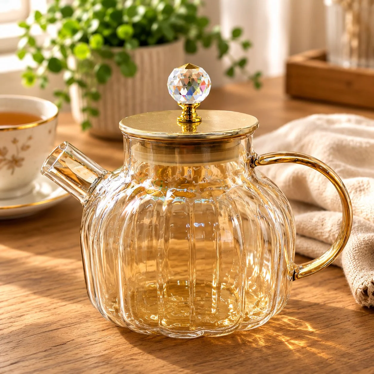 موکاپ محصول روی میز چوبی با نور طبیعی